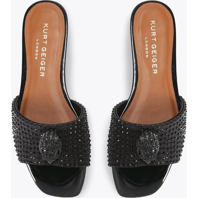 Kurt Geiger London Womens Black Kensington Crystal-embellished Satin Flat Sandals Eur 38/5 Uk Women - BLACK