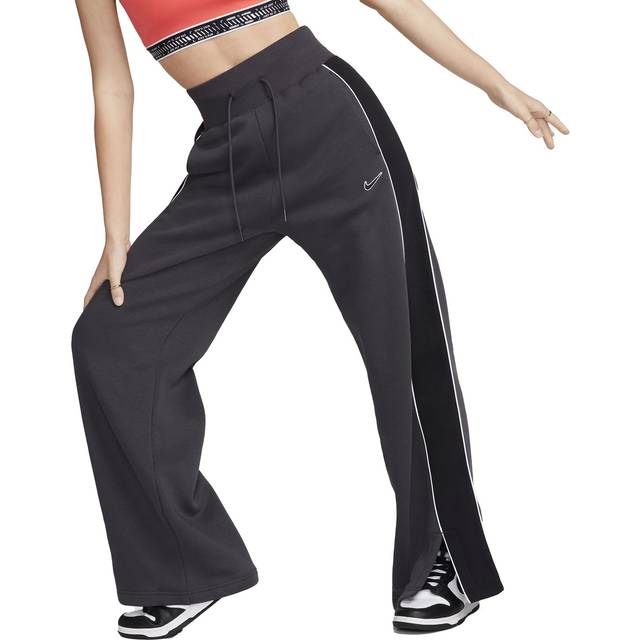 Nike Streetwear – Mörkgrå joggingbyxor av fleece i oversize med vida ben-Grå/a