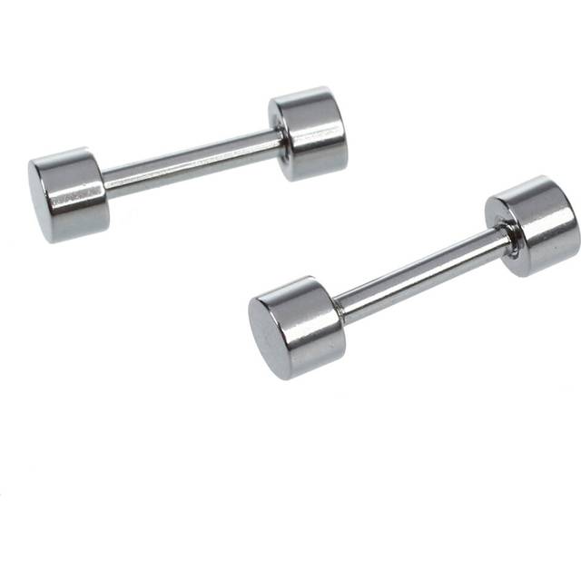 1 Pair of Men's Barbell Titanium steel Ear Studs Earrings 3mm Silver