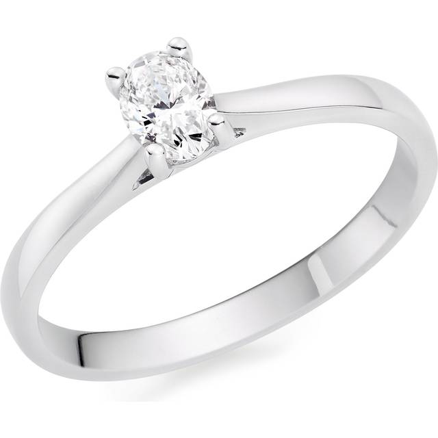 Platinum Diamond Oval Shaped Solitaire Engagement Ring
