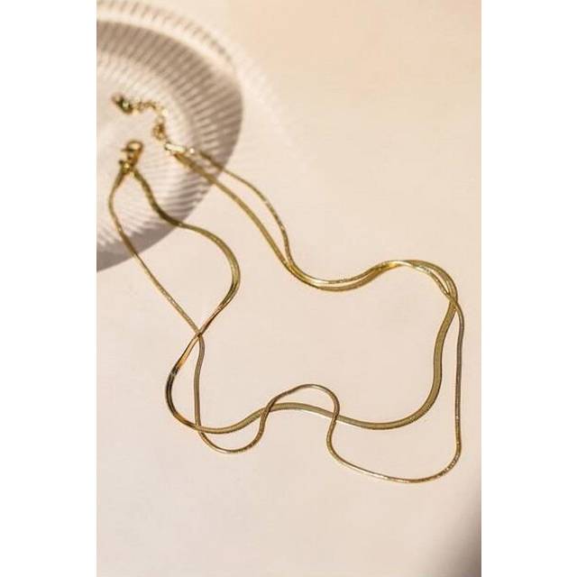 14K Gold Double Snake Chain Choker - One Size