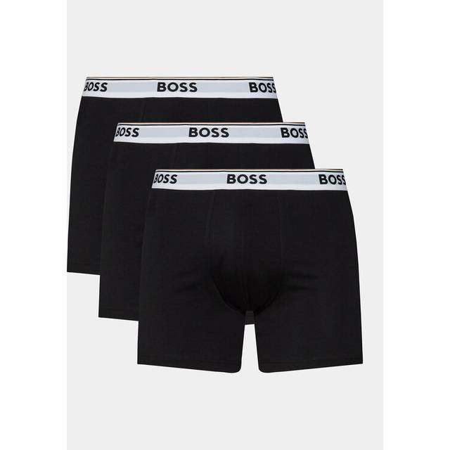 Men's BOSS Orange Power Three Pack Mens Stretch Cotton Boxer Briefs With Logos NOS - Black - Size: 33/32/32