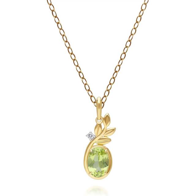 O Leaf Peridot & Topaz Pendant In 9ct Yellow Gold