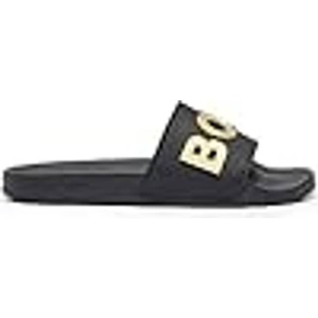 Italian-made slides with raised logo - Black