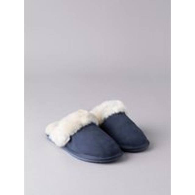 Sheepskin Slider Slippers - Navy - 5