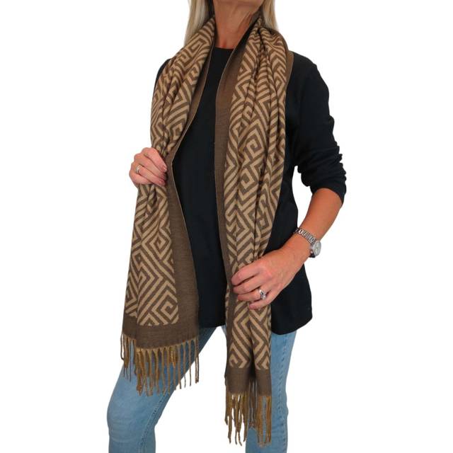 Cashmere Pashmina Blanket Scarf - Brown - One Size