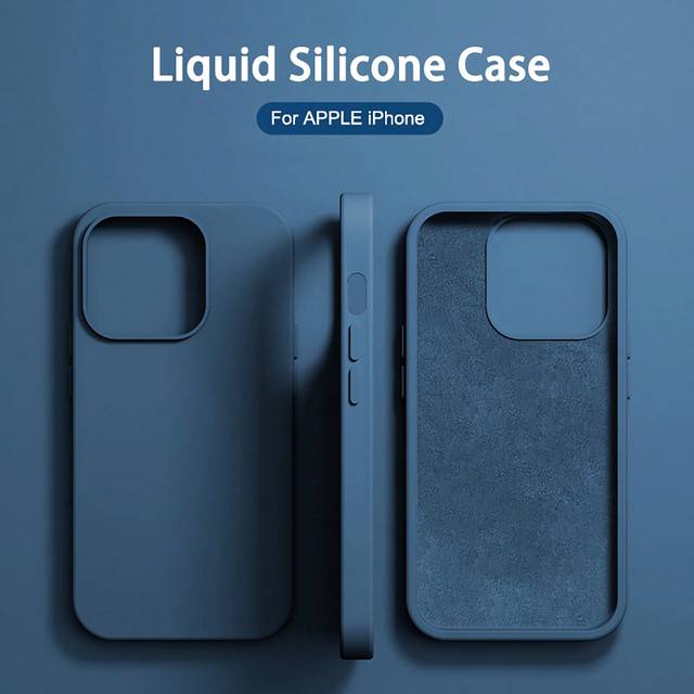 1st Lyxigt Flytande Silikon Stötsäkert Fodral Kompatibel Med Apple IPhone 16 14 13 12 11 15 Pro Max Skal Kompatibel med Iphone 12 13 Mini 14 15 16 Plu - Blå (Multi-size)