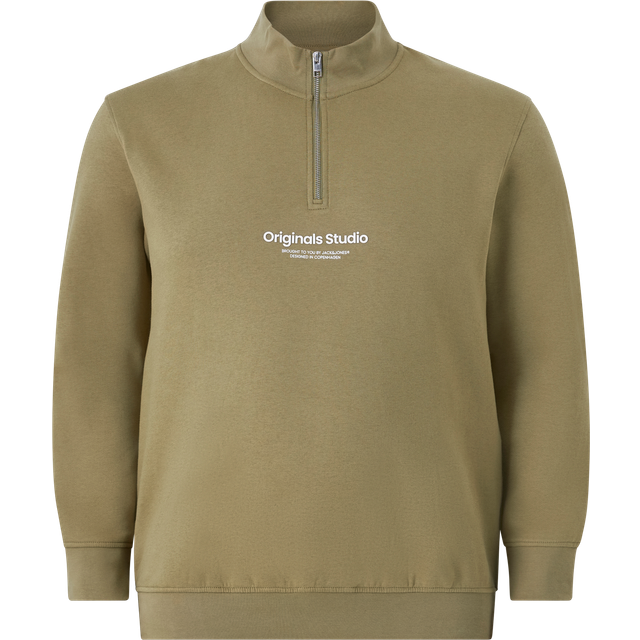 Jack & Jones Plus - Sweatshirt jorVesterbro Sweat Quarter Zip H.n Pls - Brun