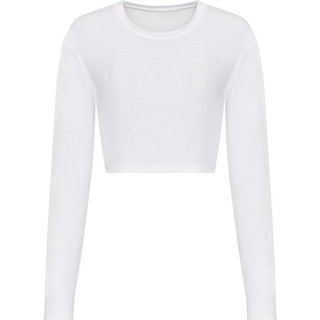 Awdis Womens/Ladies Long-Sleeved Crop T-Shirt L white