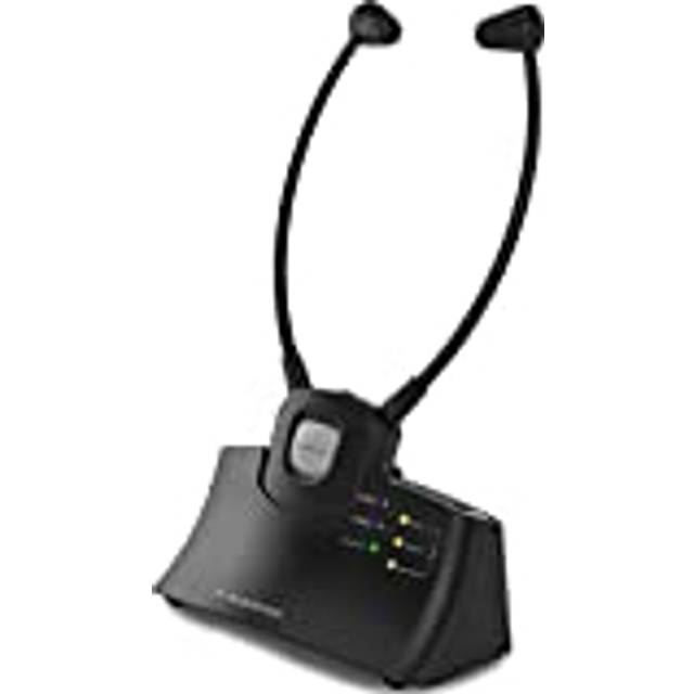 Avantree HT381 RF trådlösa hörlurar för TV -tittande med L/R -balans volymkontroll, förbättrade volymhörlurar för seniorer och hörselskadade, omgivningsläge för att höra miljö, utbytbart batteri