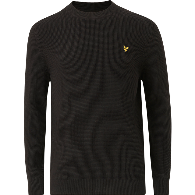 Lyle & Scott Grid Knit Mens Crew Neck Jumper - Black - Size Large
