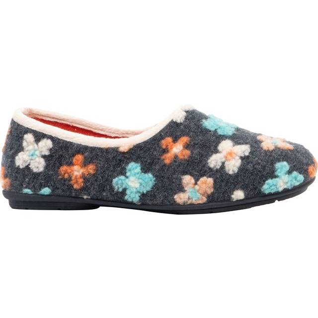 (8 UK, Grey) Sleepers Womens/Ladies Gracie Floral Knitted Slipper
