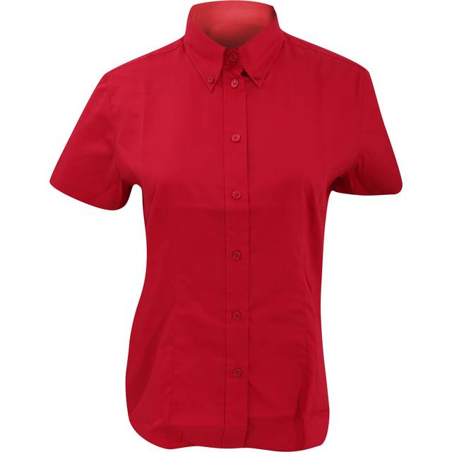 (14, Red) Kustom Kit Ladies Corporate Oxford Short Sleeve Shirt