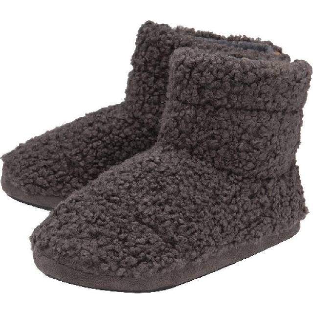 Dunlop - Mens Furry Sherpa Memory Foam Slipper Boots (8, Charcoal) - Size UK 12