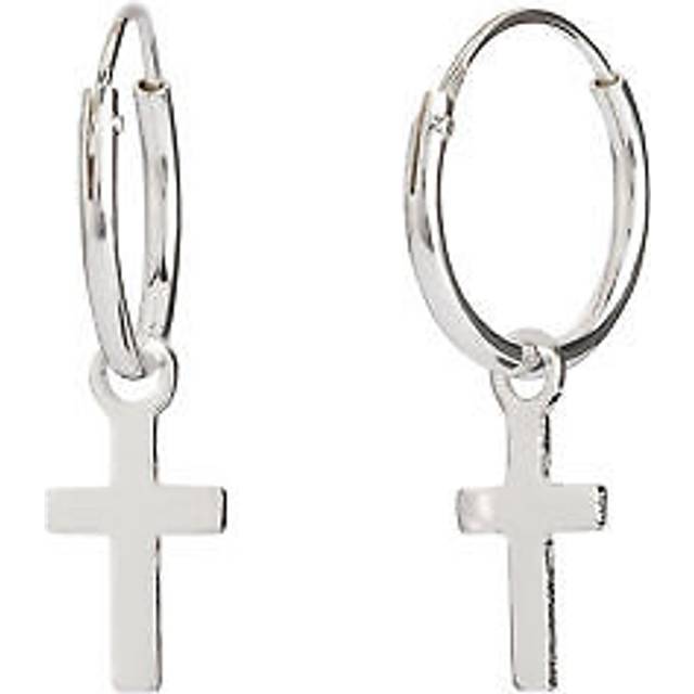 NKlaus silver pair 925 sterling silver earrings Celtic cross hoop earrings Gothic Bali 12mm 5069