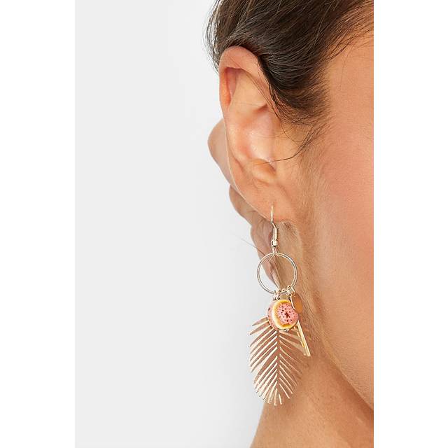 Gold Tone Leaf Drop Cluster Earrings - One Size