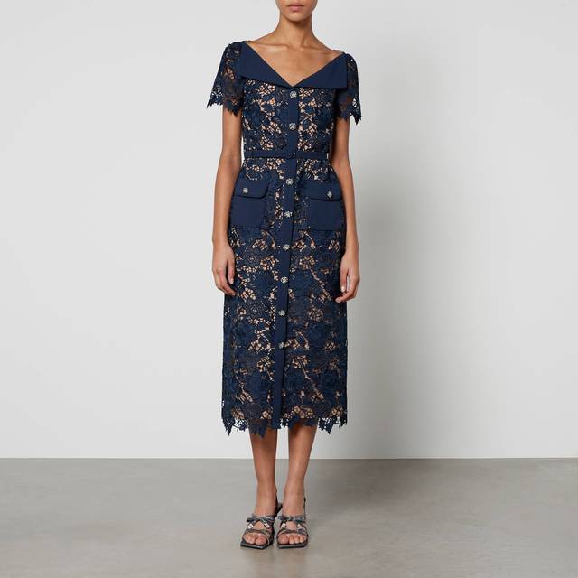 Self-Portrait Guipure Lace Midi Dress - US 2/UK 6