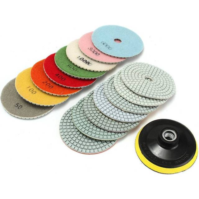 16pcs 4 Inch 50 to 10000 Grit Diamond Polishing Pad for Granite Stone Concrete Marble