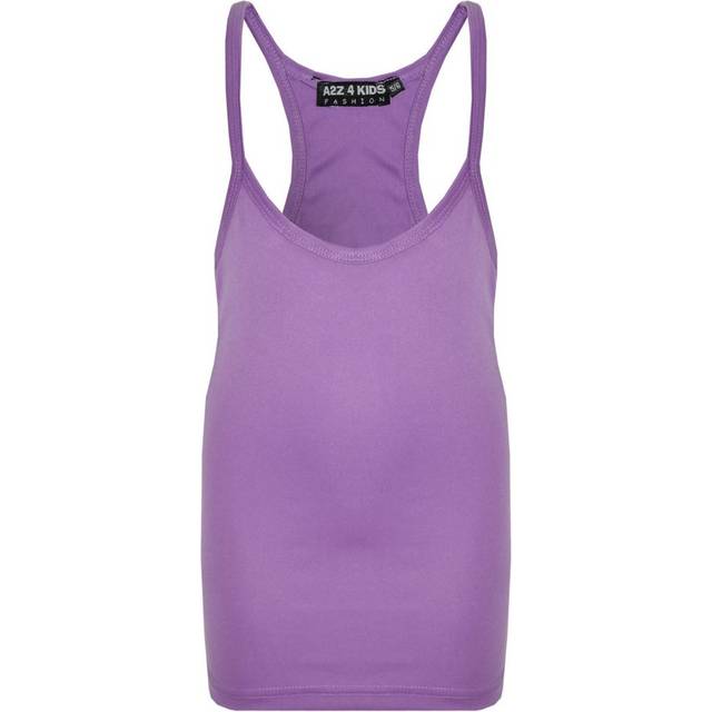 (13 Years, Lilac) Girls Vest  Kids Stylish Racer Back Fashion Top T Shirt Age 5 6 7 8 9 10 11 13 Y