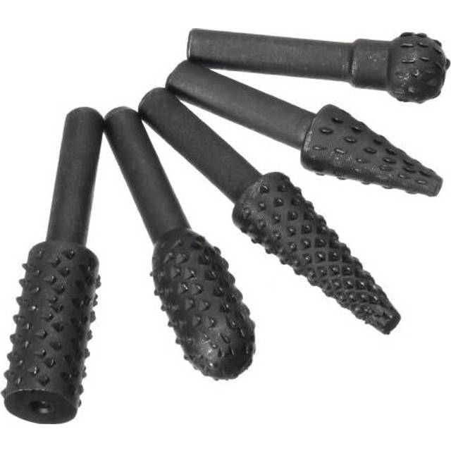 5Pcs 6mm Round Shank Rotary Rasp Set Wood Working Grinding Drill Bits File Cutter