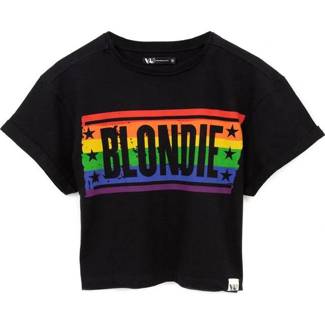 (S, Black/Blue/Orange) Blondie Womens/Ladies Rainbow Crop T-Shirt