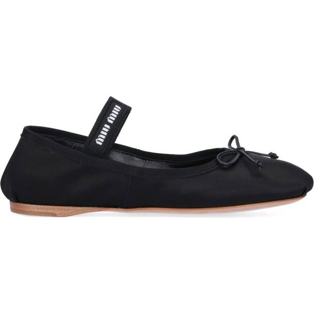 miu miu Logo Ballet Flats - Black   - 40 IT