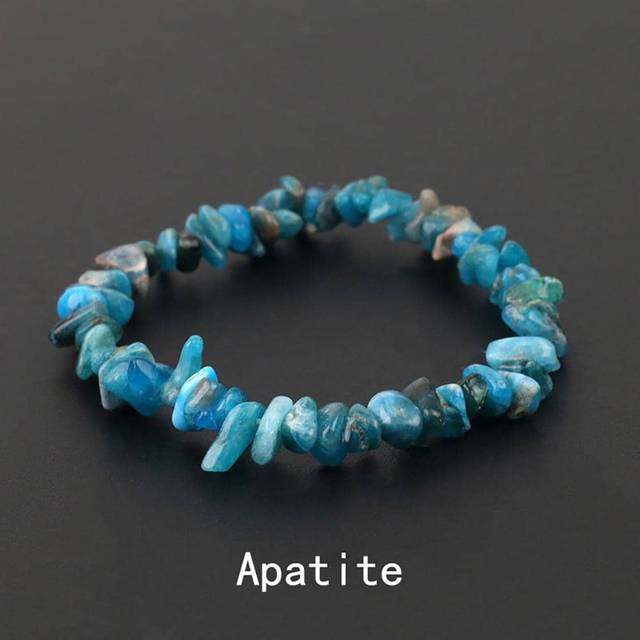 Asymmetriska naturliga ädelstensarmband Stretch Chip Pärlor Nuggets Rose Crystal Quartz Armband Armband för kvinnor - Kungsblått (En-Storlek)