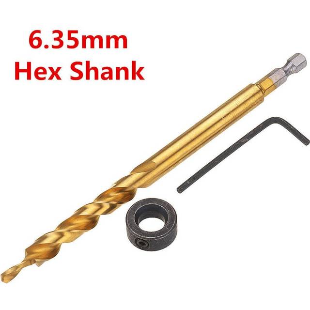 "(6.35mm) 9.5mm Twist Step Drill Bit 3/8"" Round/Hex Shank Drill for Pocket Hole Jig"