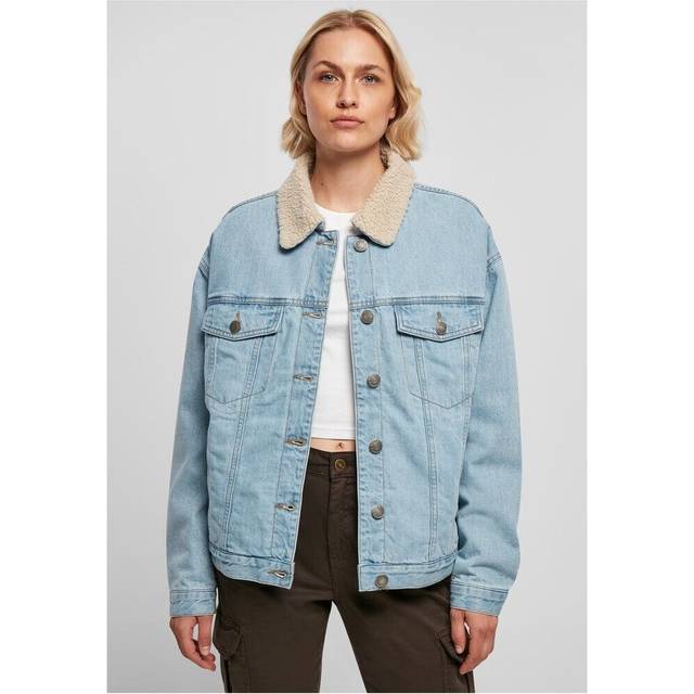 Jacket Urban Classics Ladies Oversized Sherpa Denim Jacket Clearblue Bleached XL (XL)