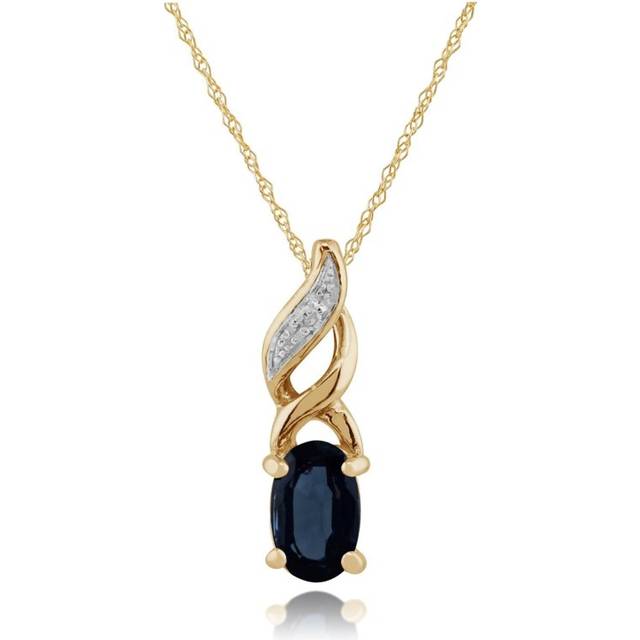 Classic Oval Sapphire & Diamond Pendant in 9ct Yellow Gold