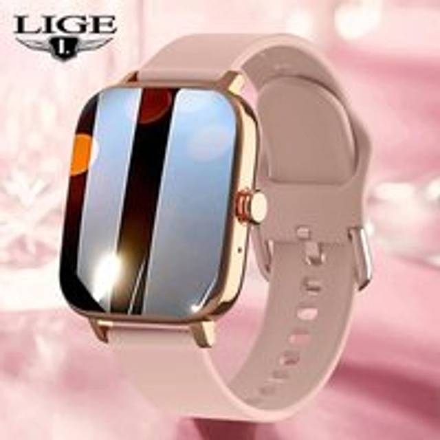 (Black, Silica gel) LIGE Call Smart Watch Women Custom Dial Smartwatch For Android IOS Waterproof Bluetooth Music Watches Full Touch Bracelet Clock