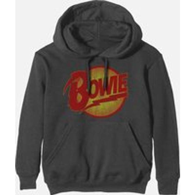 (L, Charcoal Grey) David Bowie Unisex Adult Diamond Dogs Vintage Logo Hoodie