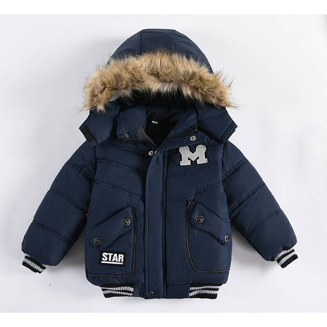 (blue, Suitable for height 90cm) Children's Winter Cotton Coat Boys' Thickened Jacket, Birthday Gift, Halloween, Christmas