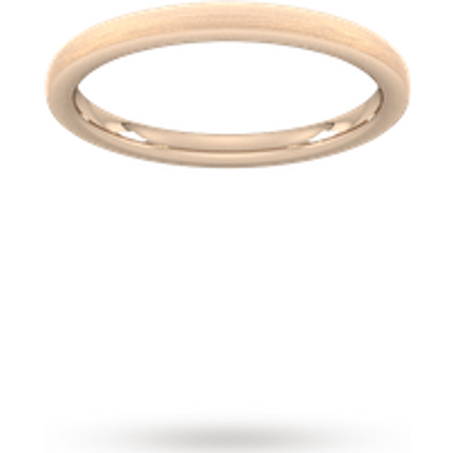 2mm Traditional Court Standard Polished Chamfered Edges With Matt Centre Wedding Ring In 9 Carat Rose Gold - Ring Size K