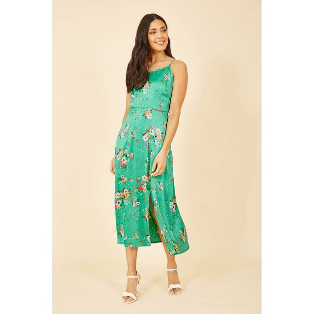 Yumi Satin Floral Slip Sundress - Green - Size 12 - Yumi