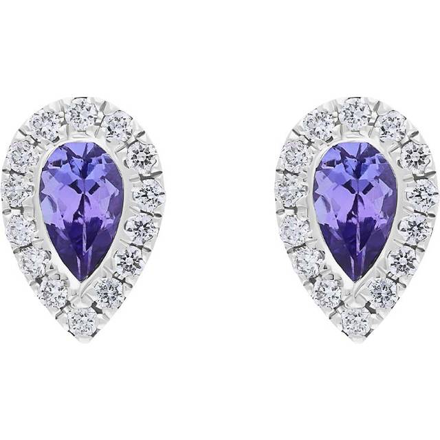 18ct White Gold Tanzanite Diamond Pear Stud Earrings