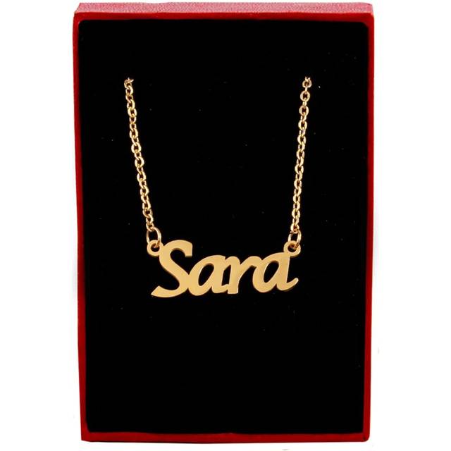 "Kigu SARA Personalized Name - 18ct Gold Plated Necklace - Adjustable Chain 16"" - 19"" Packaging"