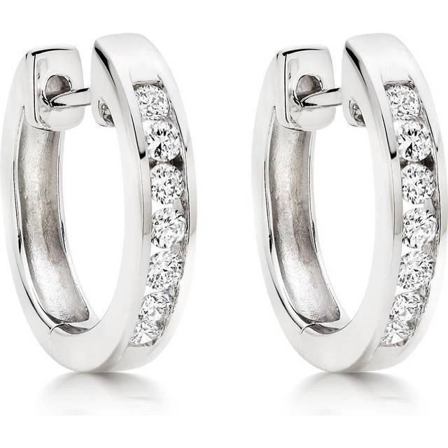 9ct White Gold Diamond Hoop Earrings