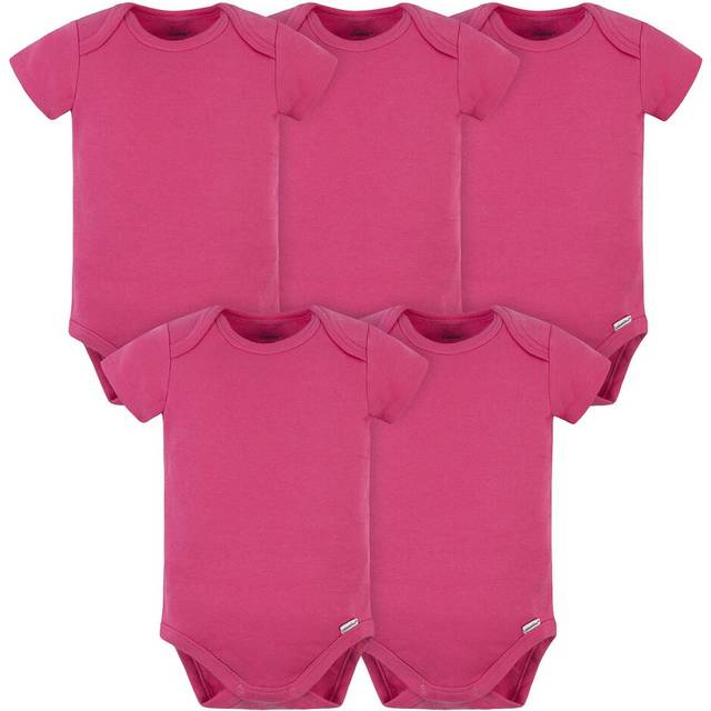 gerber Baby 5 Pack Onesies Multi-Packs Bundle Interlock 180 gsm  Hot Pink  0-3 Months