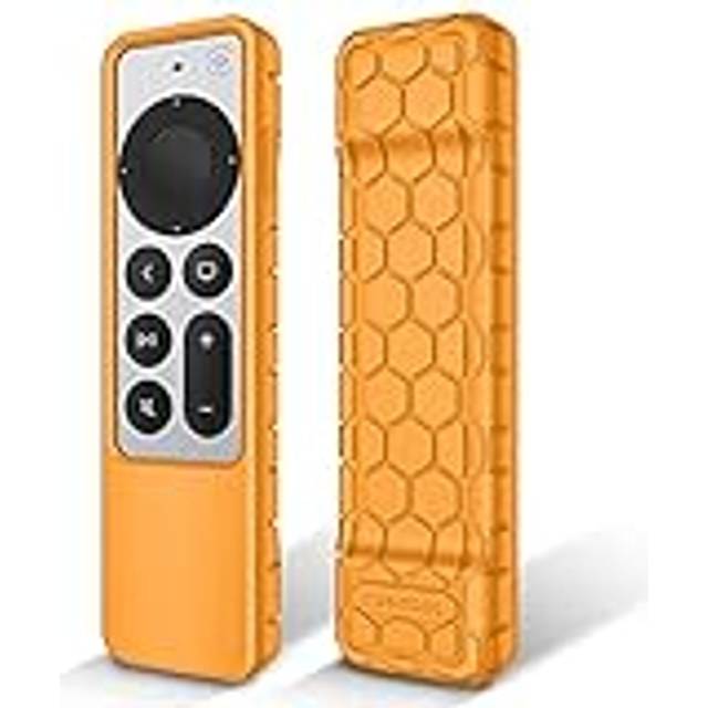 Fintie Skyddsfodral för Apple TV Siri Remote 2021 2022 – honungskam lätt halkfri stöttåligt silikonskydd för Apple TV 4K/HD Siri fjärrkontroll (2:a gen/3:e generationen), orange