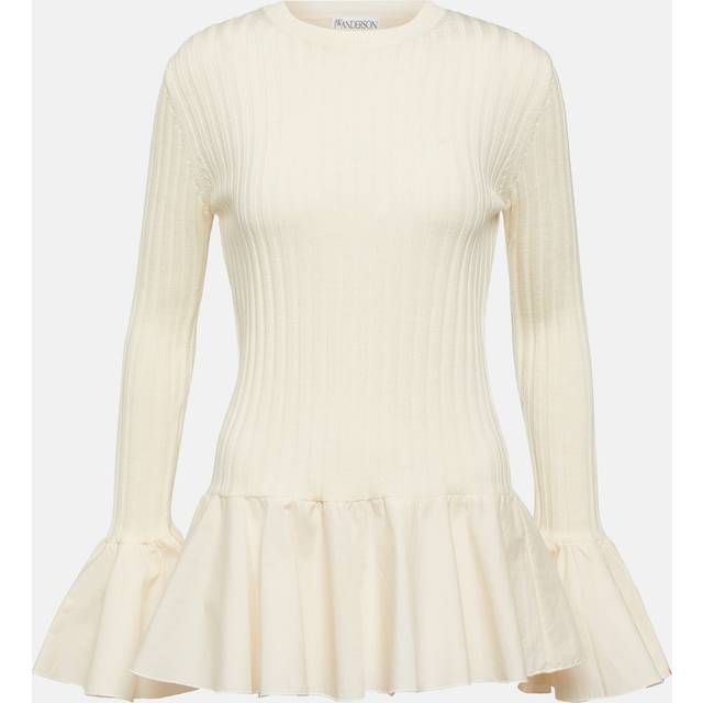 JW Anderson Ruffled ribbed-knit wool sweater - white (UK 8)