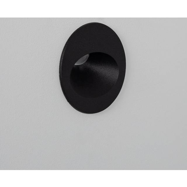 Edit 3W Coney Recessed Round Warm White LED Wall Light - Black