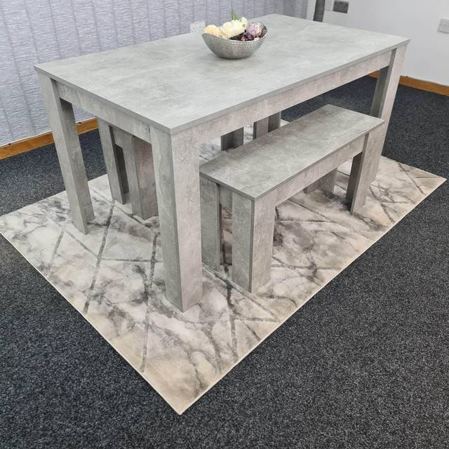 Grey kitchen Dining Table and 2 Benches Set of 4 space saver dining room - One Size