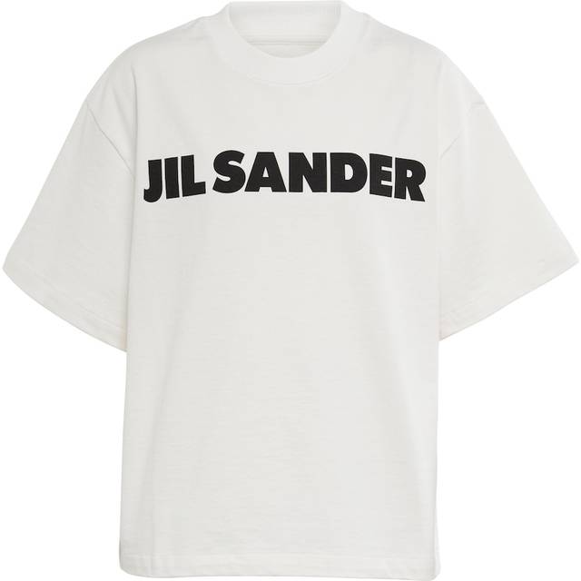 Jil Sander, Topp, Dam, M, Bomull, Logotyp-T-shirt - white (M)