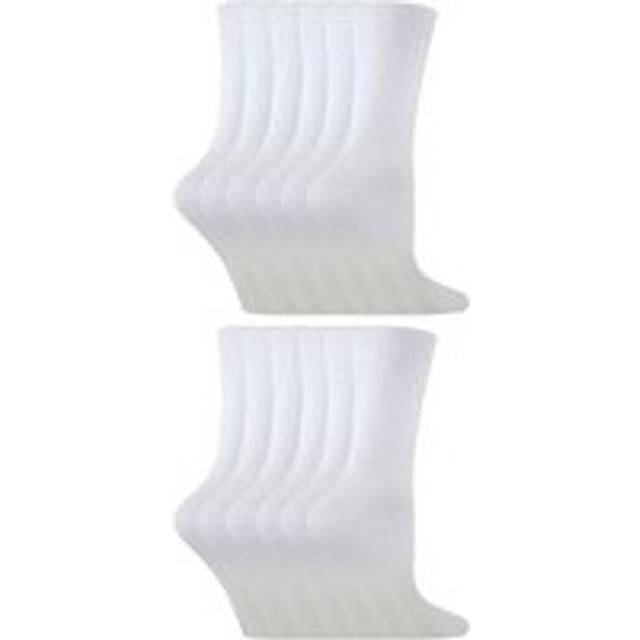 Sock Snob 12 Pair Multipack Kids Cotton Colourful Casual Socks - White - UK 12.5-3 Child