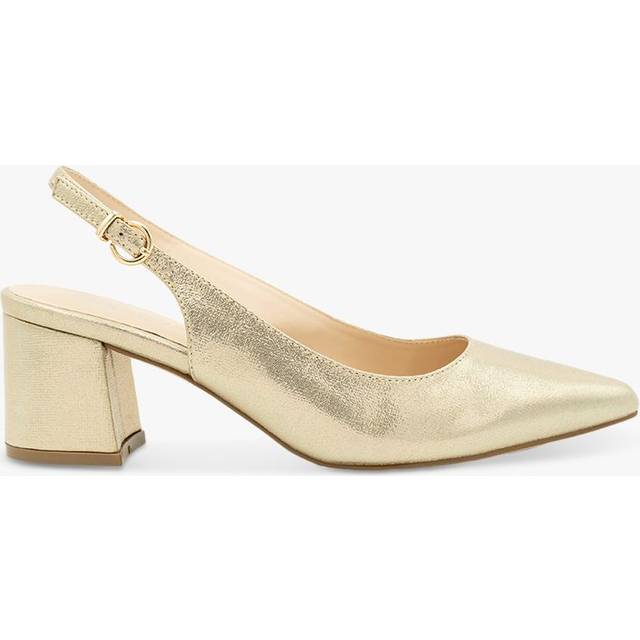 Paradox London Imelda Champagne Shimmer Mid Heel Block Heel Sling Back Court Shoes