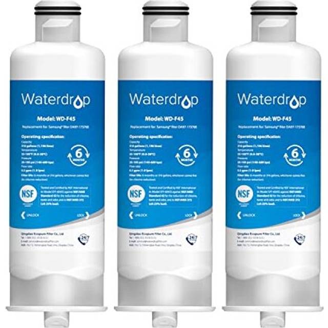 Waterdrop DA97-17376B ersättning för Samsung® HAF-Qin/EXP kylskåpsvattenfilter, 3-pack