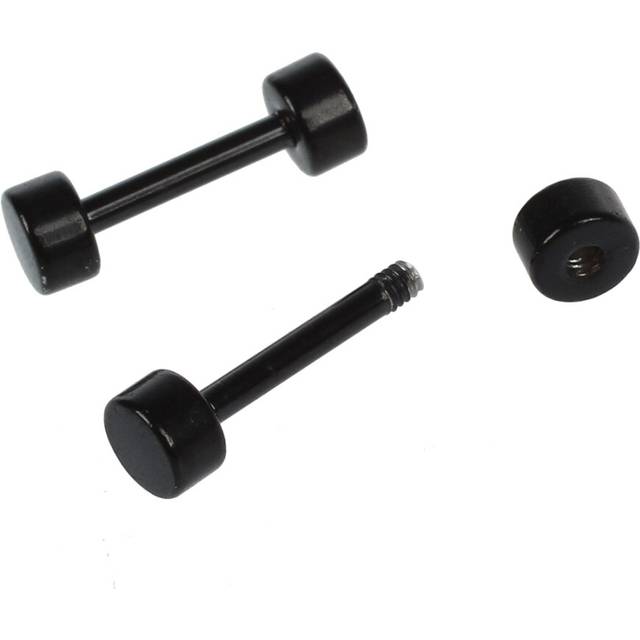 1 Pair of Men's Barbell Titanium steel Ear Studs Earrings 3mm Black