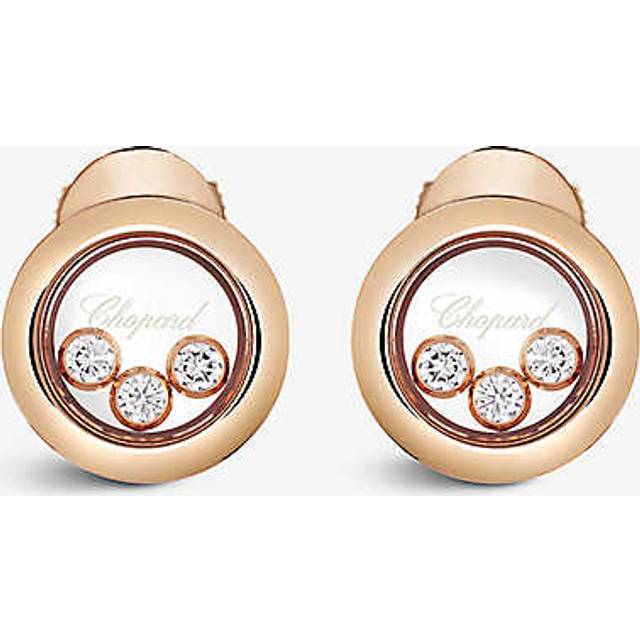 Chopard Womens Rose Gold Happy Diamonds 18ct Rose-gold and 0.10ct Diamond Earrings - ROSE GOLD