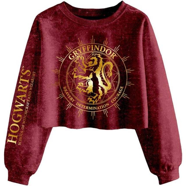 (XXL, Maroon) Harry Potter Womens/Ladies Gryffindor Constellation Acid Wash Crop Sweatshirt